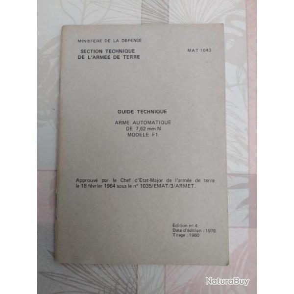 Guide Technique - Arme automatique de 7,62mm N modle F1 - 1980