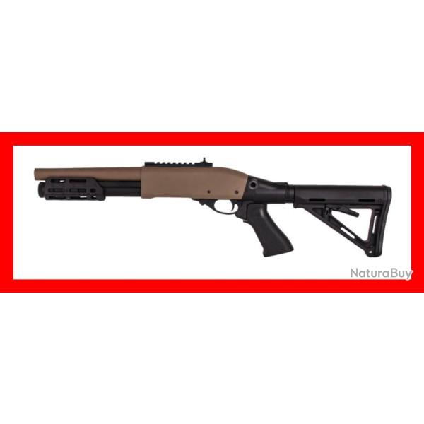 REPLIQUE FUSIL A POMPE M870 AVEC CROSSE GOLDEN EAGLE A GAZ TAN