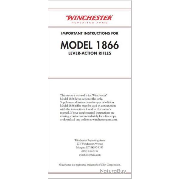 IMPORTANT INSTRUCTIONS FOR MODEL 1866 LEVER-ACTION RIFLES - Document PDF