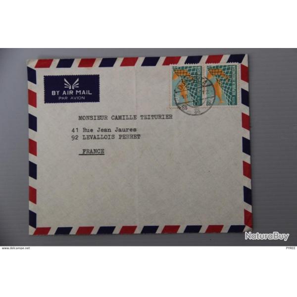 ENVELOPPE DJAKARTA INDON�SIE VERS LEVALLOIS PERRET PAR AVION 1972
