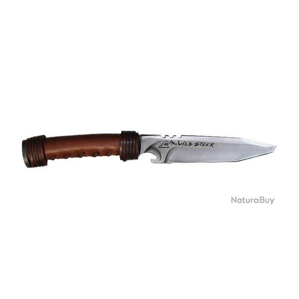 Couteau fixe Wildsteer Wildsteer avec Extracteur manche cuir marron
