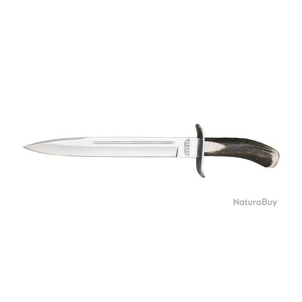Couteau fixe Joker Dague lame 255 mm manche bois de cerf naturel