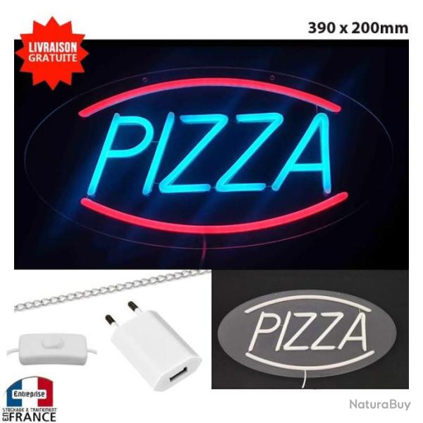 Panneau enseigne lumineuse N�on led verre acrylique � suspendre PIZZA pour camion stand snack