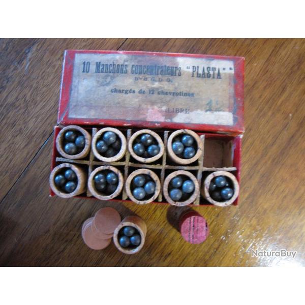 RARE pour Collection  marque PLASTA Boite de 10 manvhons concentrateur pour cartouches de CAL 12