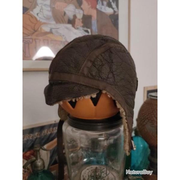Bonnet serre t�te US type B6 en cuir de mouton retourn�