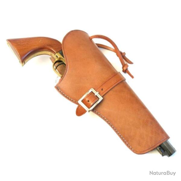 Etui cuir fauve revolver poudre noire type western
