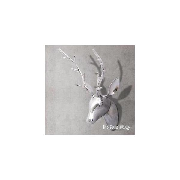 MAGNIFIQUE D�CORATION MURALE SOUS FORME DE T�TE DE CERF EN ALUMINIUM