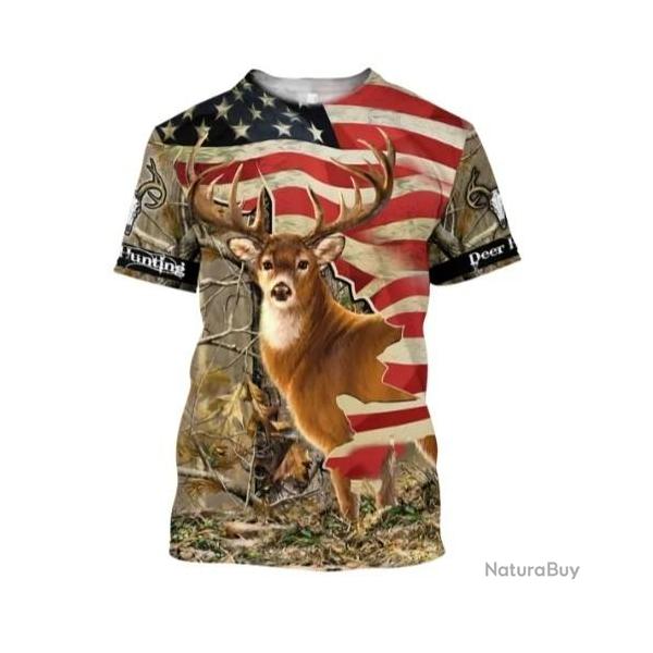 !!! SUPER PROMO !!! Tee-shirt r�aliste chasse. Cerf taille de S � 6XL n�28