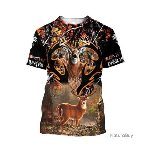 !!! SUPER PROMO !!! Tee-shirt r�aliste chasse. Cerf taille de S � 6XL n�29