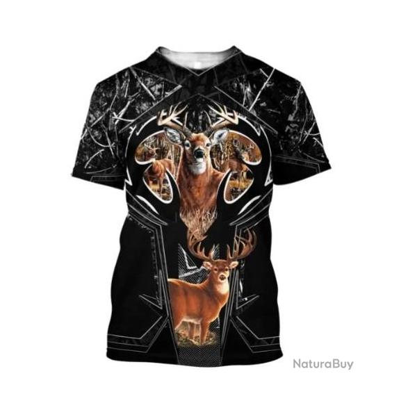 !!! SUPER PROMO !!! Tee-shirt r�aliste chasse. Cerf taille de S � 6XL n�32