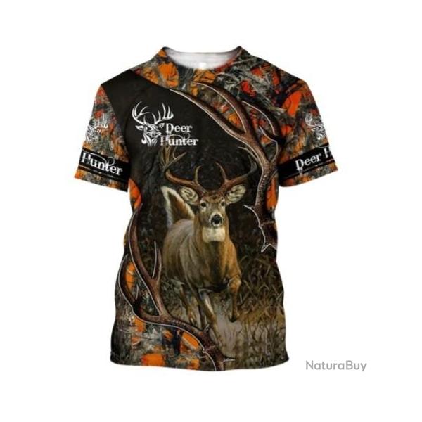!!! SUPER PROMO !!! Tee-shirt r�aliste chasse. Cerf taille de S � 6XL n�36