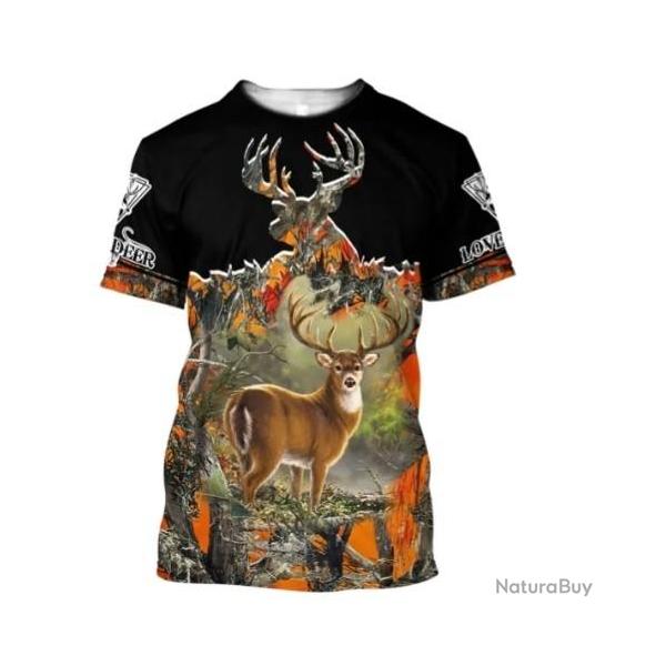 !!! SUPER PROMO !!! Tee-shirt r�aliste chasse. Cerf taille de S � 6XL n�38