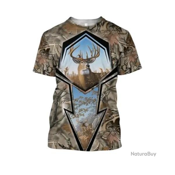 !!! SUPER PROMO !!! Tee-shirt r�aliste chasse. Cerf taille de S � 6XL n�39