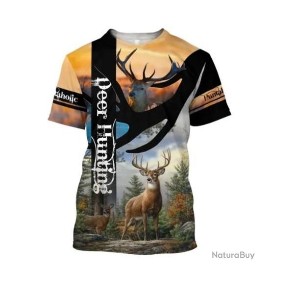 !!! SUPER PROMO !!! Tee-shirt r�aliste chasse. Cerf taille de S � 6XL n�40