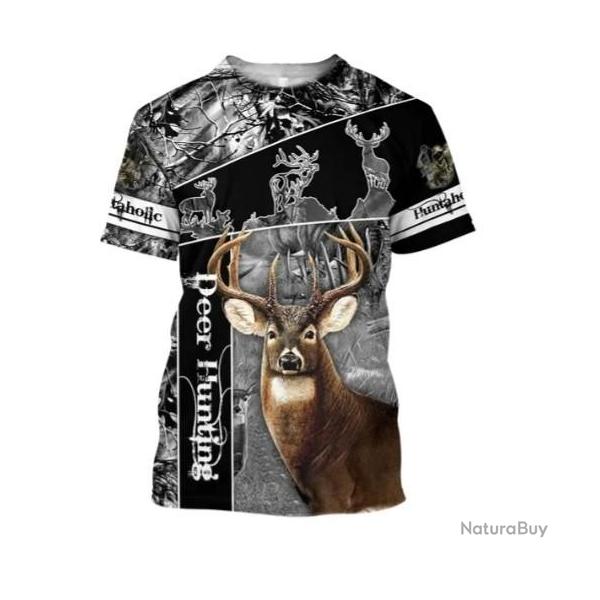 !!! SUPER PROMO !!! Tee-shirt r�aliste chasse. Cerf taille de S � 6XL n�42