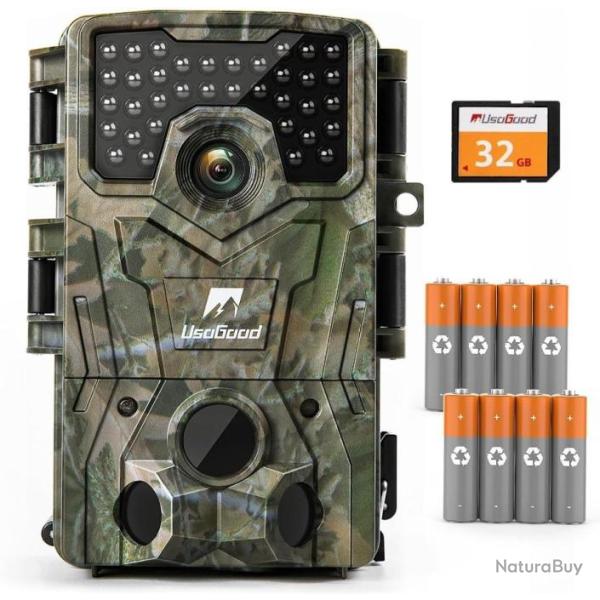 Cam�ra de Chasse 36MP 1080P 30 fps HD Nocturne �tanche IP66 +8 batteries + carte SD 32 GO