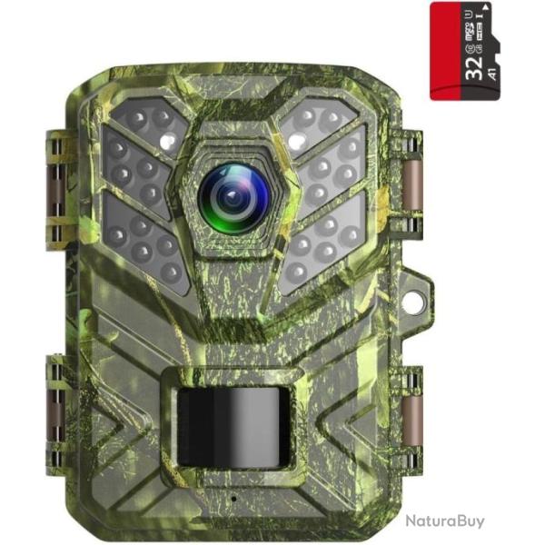 Camra de Chasse 24MP HD Angle d'Induction 90 HD Nocturne 850nm LEDs + carte SD 32GO