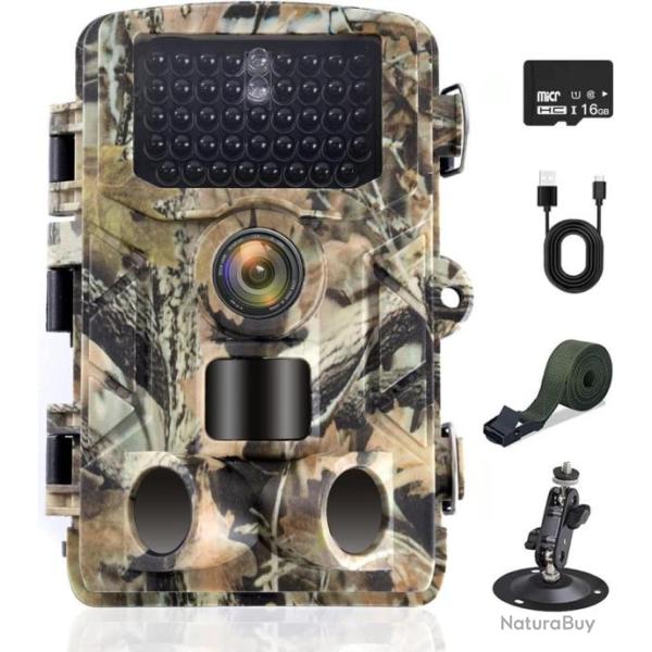 Cam�ra de Chasse  4k 50MP HD Camera Chasse avec Vision Nocturne Infrarouge �tanche IP66 + carte 32GO