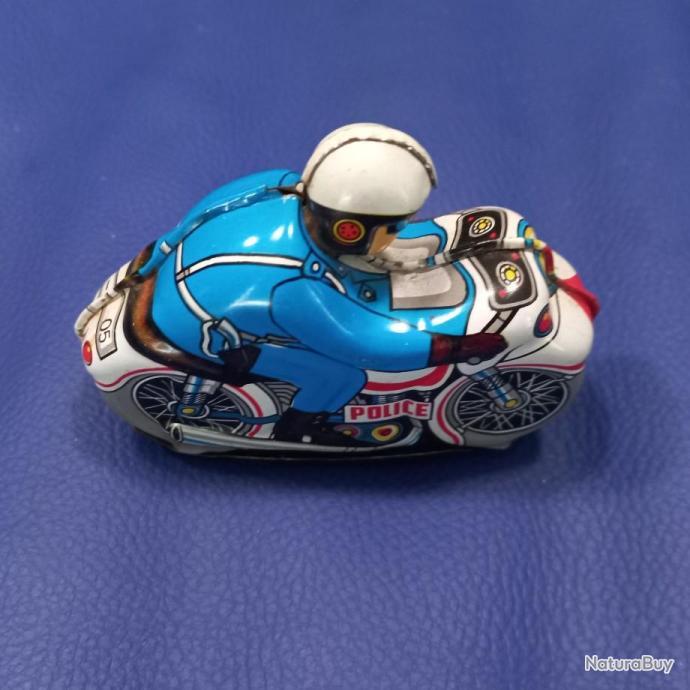 Jouet Mécanique Ancien En Tôle - Moto Vintage - Pièce De Collection