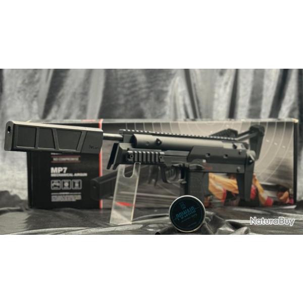 Pack Pistolet � plombs MP7 SD HECKLER & KOCH CAL 4.5MM 7,5 joules + Bo�te de 500 plombs