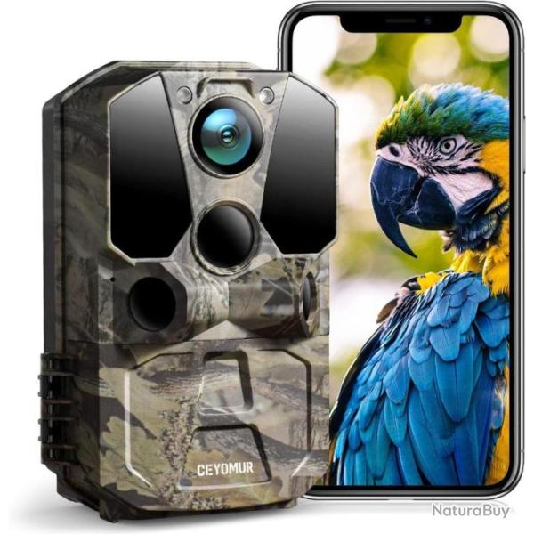 Camra de Chasse WiFi Bluetooth 4K 40MP Angle de Dtection 120  Vision Nocturne Infrarouge IP66