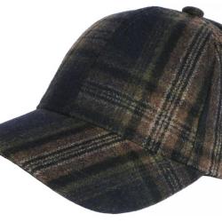 Casquette Laine Bleue et Marron a Carreaux Baseball Volga Taille unique Bleu