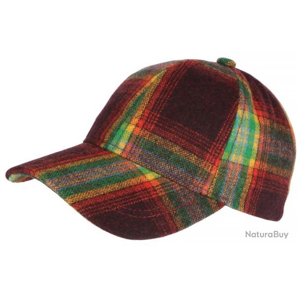 Casquette Laine Rouge et Verte a Carreaux Baseball Volga Taille unique Rouge
