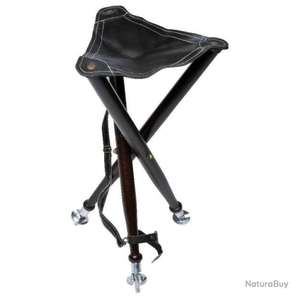 Si�ge tr�pied Januel pied bois et dessus croute de cuir avec pic m�ta