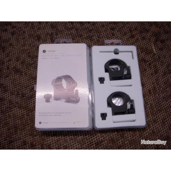 paire de collier � levier HAWKE PRO STEEL RING MOUNT pour lunette � corps de 1" ; hauteur : medium