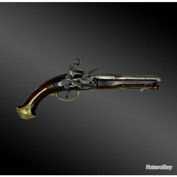 PISTOLET platine  silex - Espagne - XVIIIme sicle
