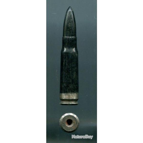 7.62 x 39 Kalashnikov inerte de manipulation DDR - corps en plastique noir avec culot acier