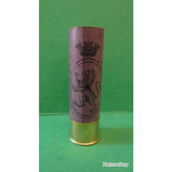 SUPERBE DOUILLE ANCIENNE D ARMURIER " CLERMONT A  AUXERRE "EN CARTON MAUVE cal.16