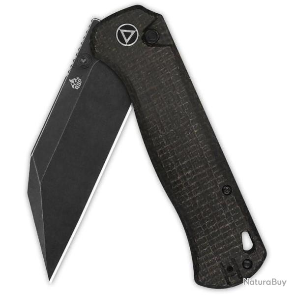 Couteau QSP Swordfish Brown Lame Wharncliffe Acier 14C28N Manche Micarta IKBS Button Lock QS149C2