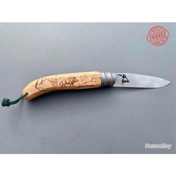 Couteau GRAVOO bois de h�tre mod�le Sanglier