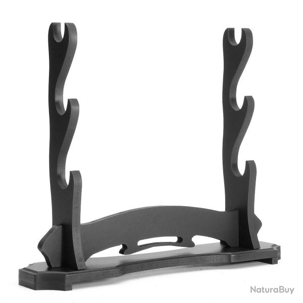 Support Noir 3 Places pour Katana, Ninjato, Wakizashi, Tanto et �p�es