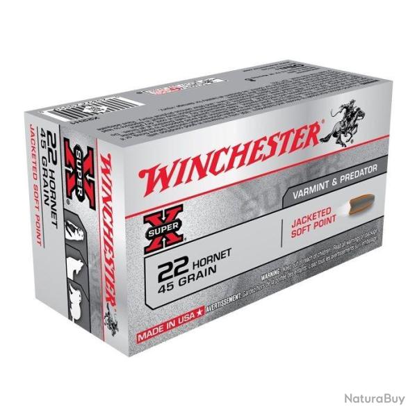 Munitions WINCHESTER calibre 22 Hornet Power Point 45gr - 2.9g x20