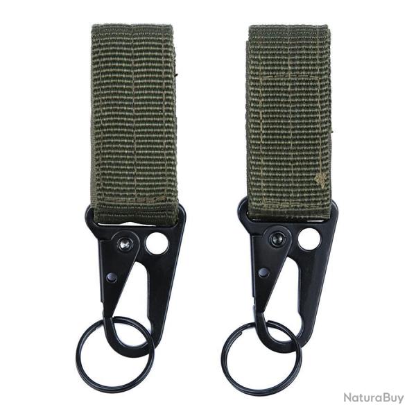Pack de 2 Mousquetons avec Porte-Cls (Couleur Kaki)