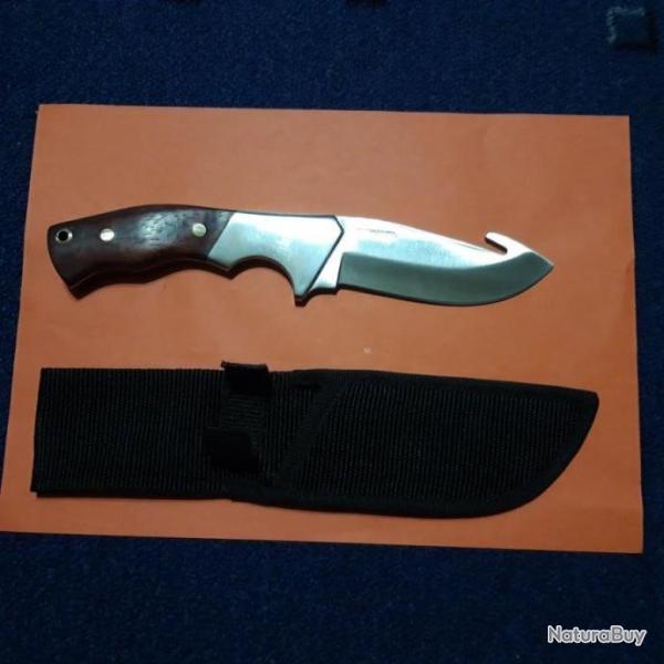 Magnifique Couteau de Chasse � d�pecer avec son Etui en CORDURA 1