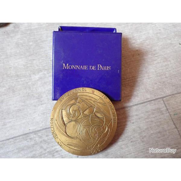 M�daille de table : 1 �re jonction Eurotunnel en 1990