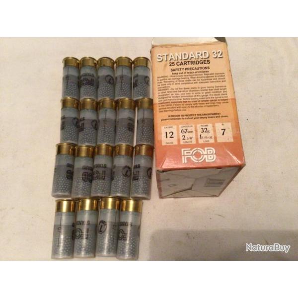 Lot de 19 cartouches cal 12 cham 67
