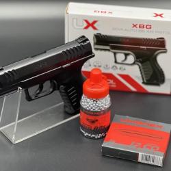 Pack pr&ecirc;t &agrave; tirer complet Pistolet XBG billes acier 4,5mm officiel Umarex 3 joules (CO2+munitions)