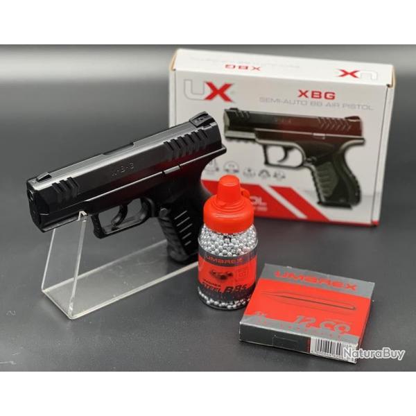 Pack pr�t � tirer complet Pistolet XBG billes acier 4,5mm officiel Umarex 3 joules (CO2+munitions)