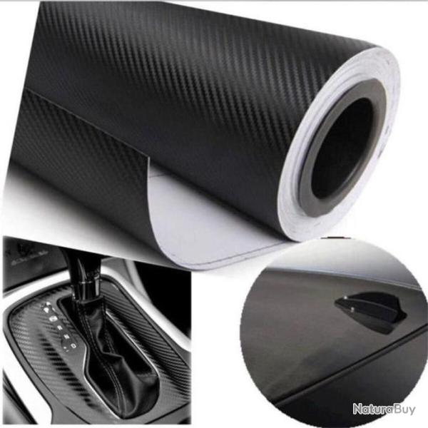 Film Vinyle Fibre de Carbone 3D Voiture Rouleau 50 X 127 cm AUTO MOTO NOIR
