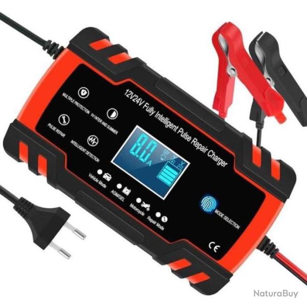 Chargeur De Batterie Intelligent 12V/24V 8A R�paration Fonction Portable voiture moto camion