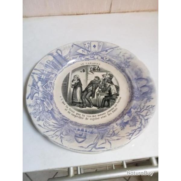 ANCIENNE ASSIETTE PARLANTE HUMORISTIQUE le CABARET N�8 CHOISY LE ROY  19 si�cle