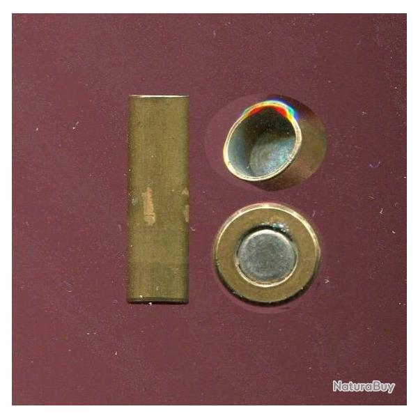 8 mm schuler � gaz - RARE - �tui laiton sans gorge ni bourrelet del 25,4 mm - opercule blanc