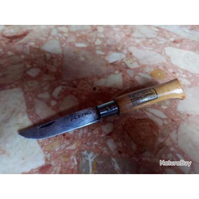 Opinel Savoie France, couteau de poche pliant No 8, virobloc, lame acier, bois de hêtre, randonnée collection cadeau, vintage 1990 - France