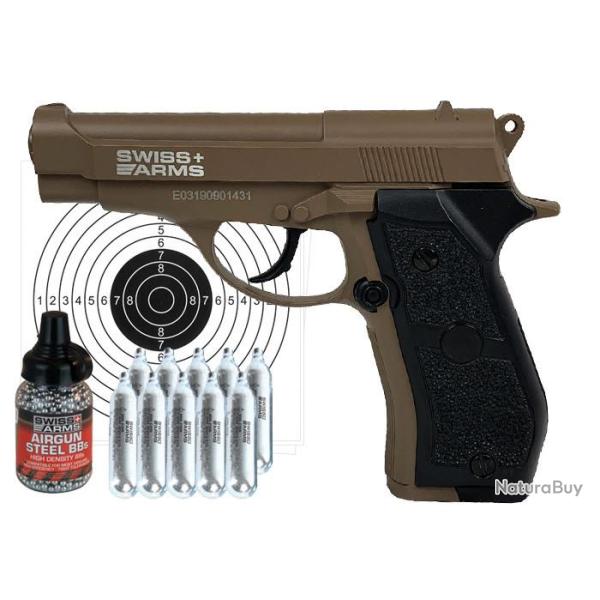 PROMO NOEL *** PACK PISTOLET CO2 SWISS ARMS P84 FULL-METAL CAL. 4,5 MM