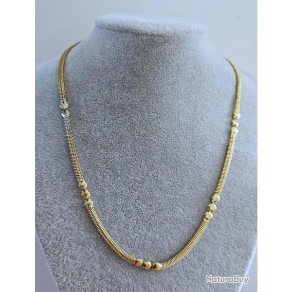 Collier or massif 14 carats - Maille anglaise coquillage, coquille saint Jacques