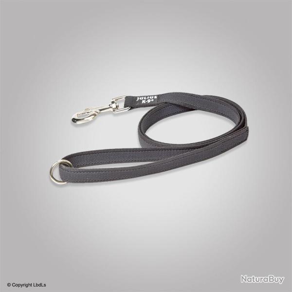 Laisse de sport JULIUS-K9 anti-glisse 1,20m x 20mm noir